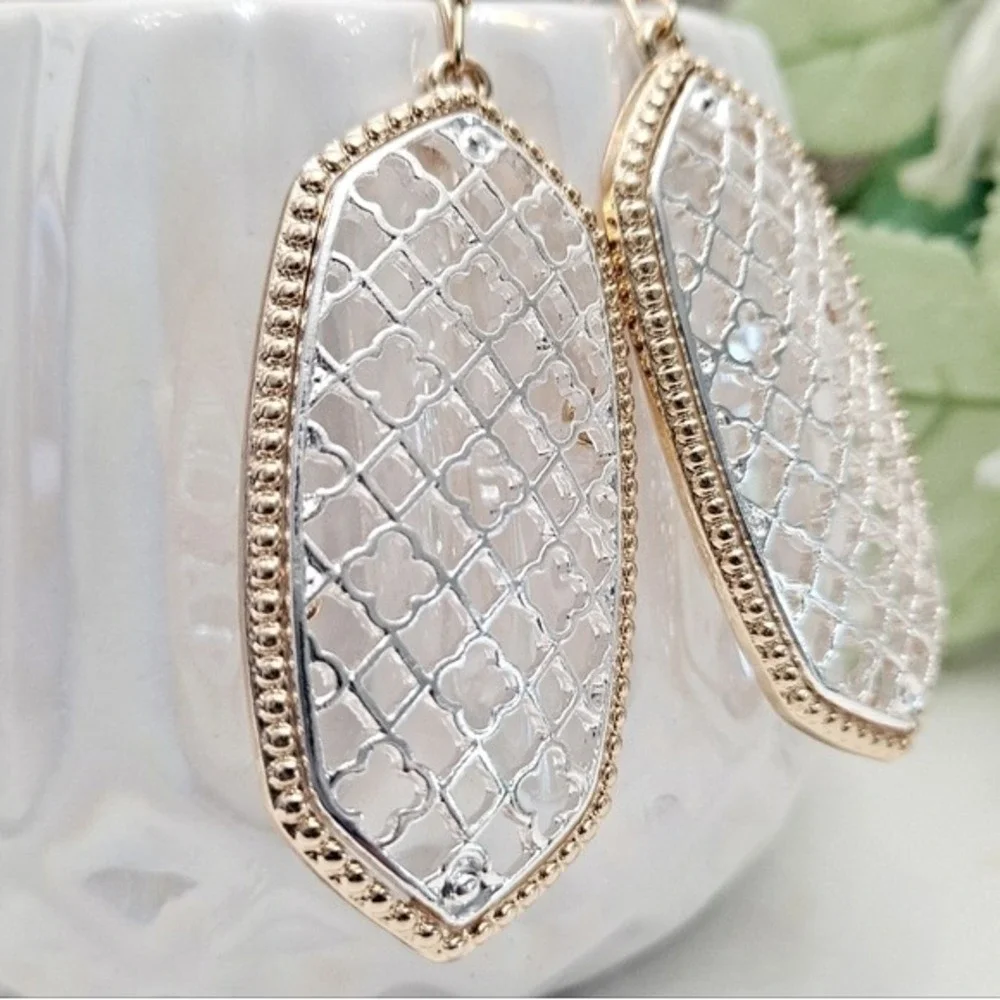 Gold Silver Filigree Earrings Dangle Boho lightweight metal casual 💖2/$30